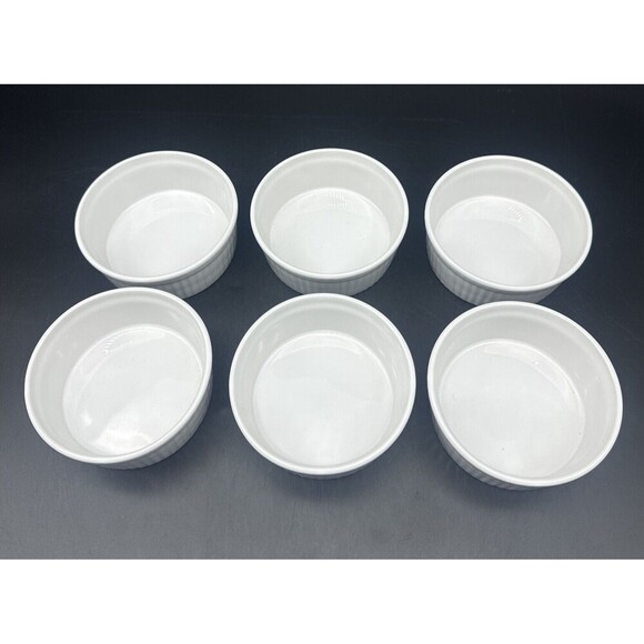 ITI European White Ceramic Fluted Ramekin 6oz Set Of 6 NEW - Picture 2 of 4